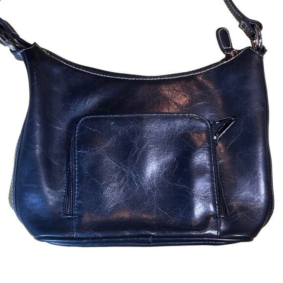 Rosetti Black Faux Leather Shoulder Bag Purse w/ Built-in Wallet Compartment - Picture 4 of 12